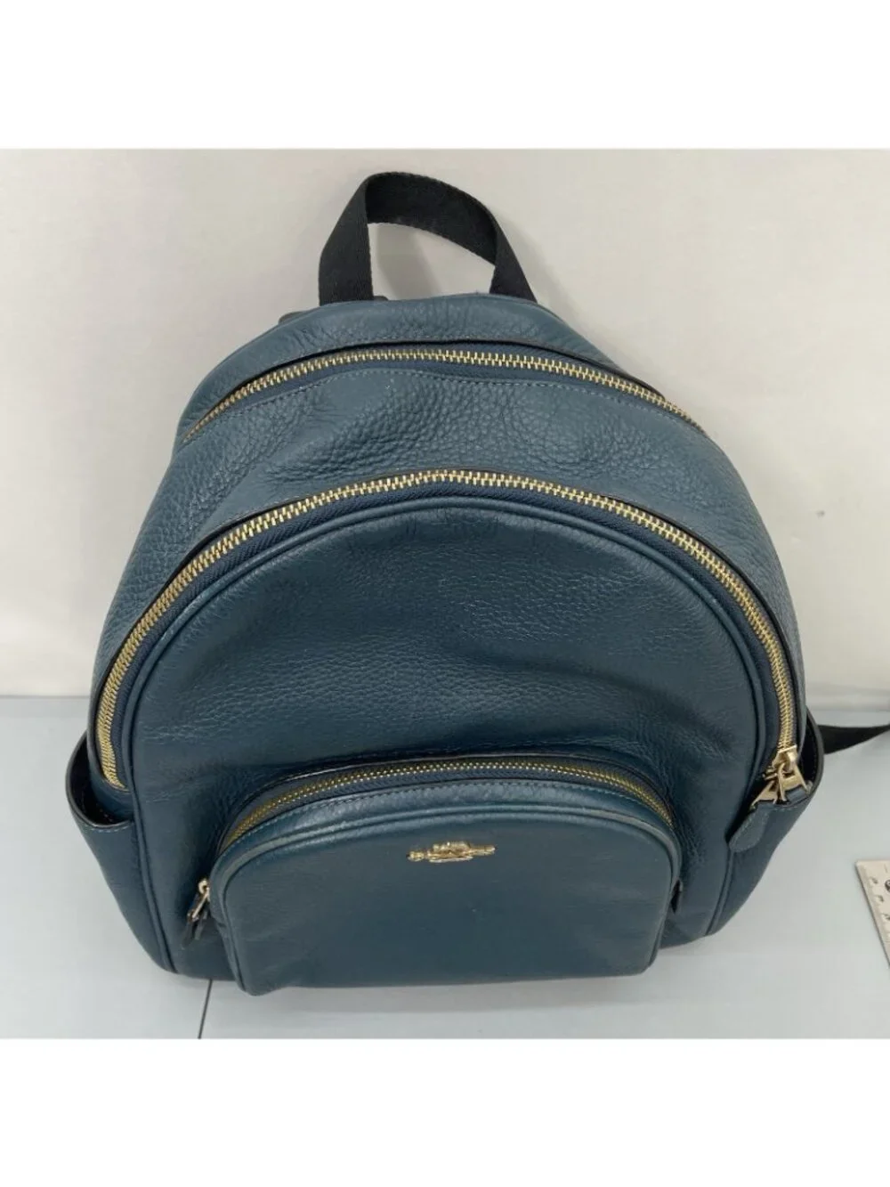 Coach Court Backpack Bag Pebbled Leather Zip 5666 Teal Green